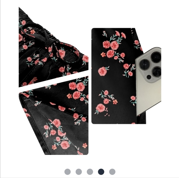 Floral Black Maxi Skirt With Pockets - Picture 4 of 5